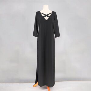 NWT BOSTON PROPER Beyond Travel Crisscross V-Neck Maxi Dress Black Size M